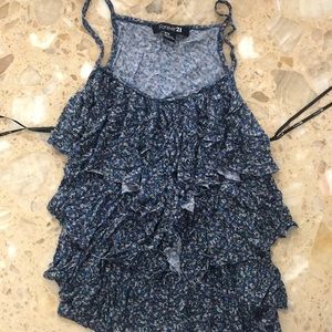 Beautiful ruffled blue tank